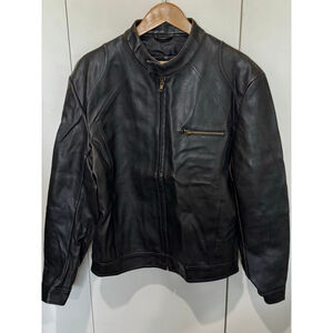 Vintage Men's REDSQUAD Black zip front zip cuffs faux vegan Leather Jacket L